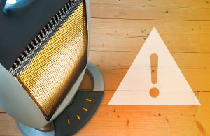 Portable heater and warning logo