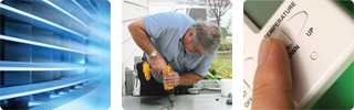 HVAC vent man using a drill hand holding remote